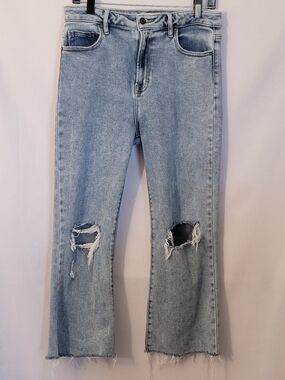 Carly Jean Los Angeles Kate LT Distressed Wide-Leg Jeans Size 9
